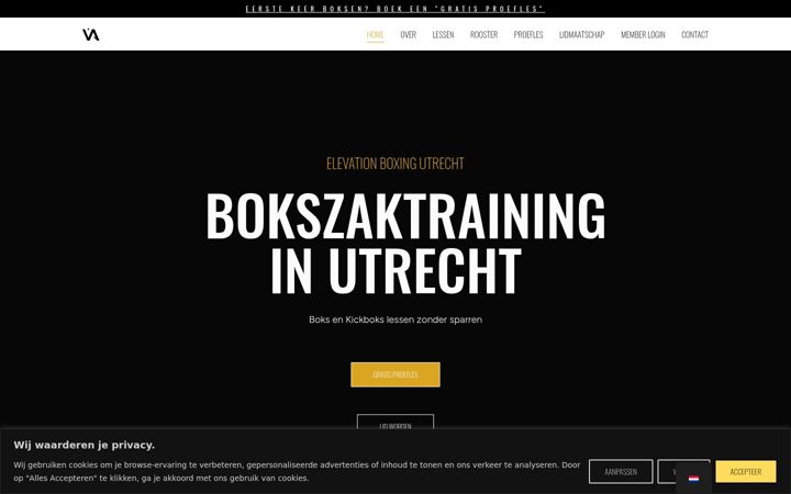 Snímek obrazovky elevationboxing.nl