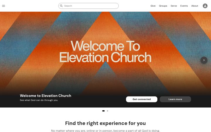 Screenshot of elevationchurch.org