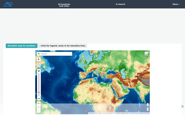 Screenshot ta' elevationmap.net