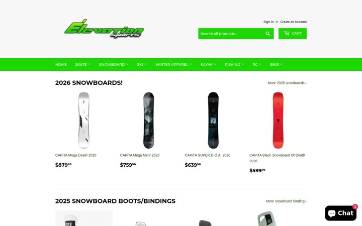 Screenshot of elevationskatesnow.com
