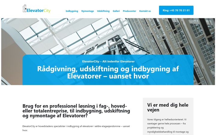 Skjámynd af elevatorcity.dk