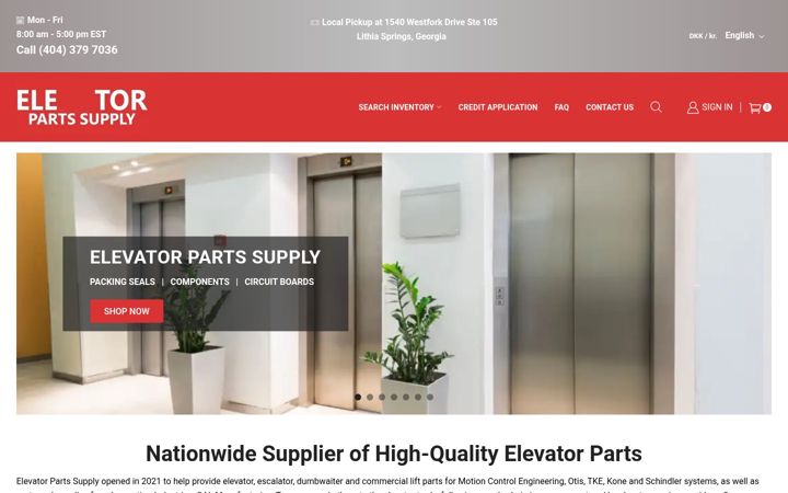 Screenshot of elevatorpartssupply.com