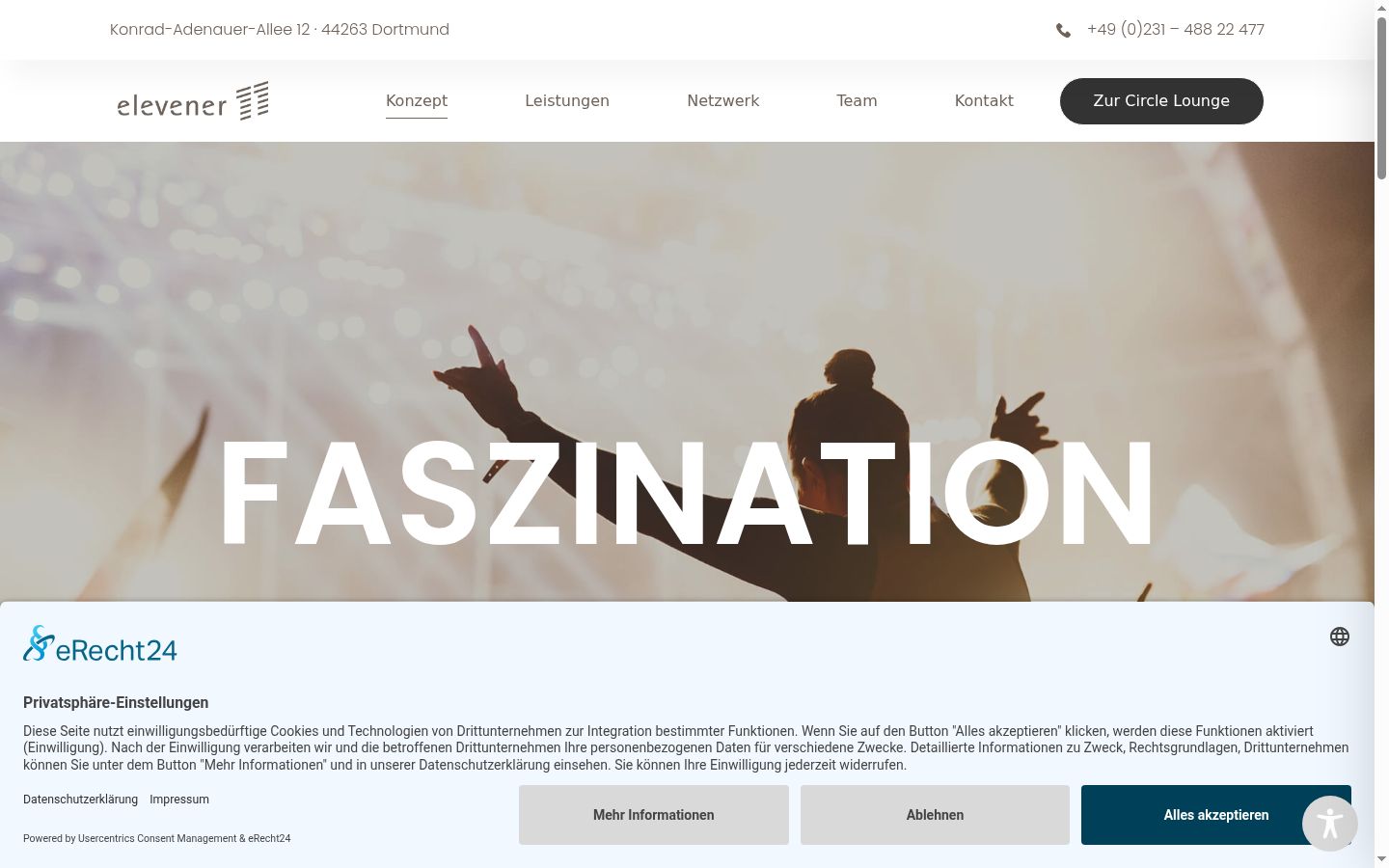Screenshot des Einwilligungsbanners vor jeglicher Interaktion