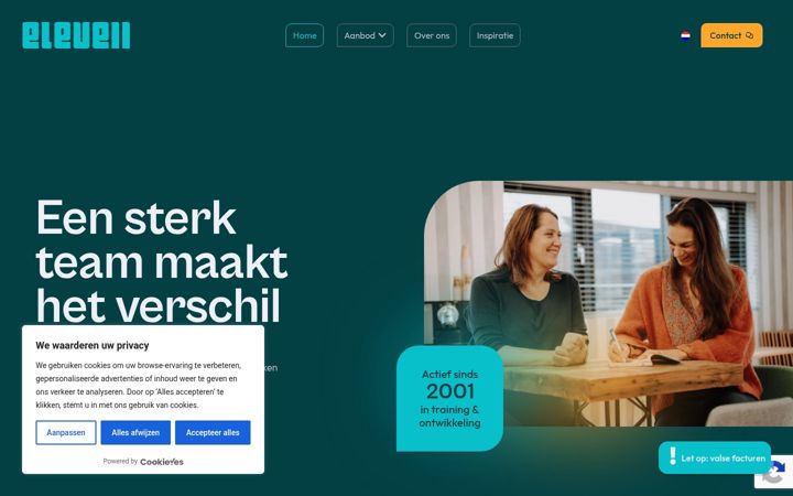 Snímek obrazovky elevengroup.nl