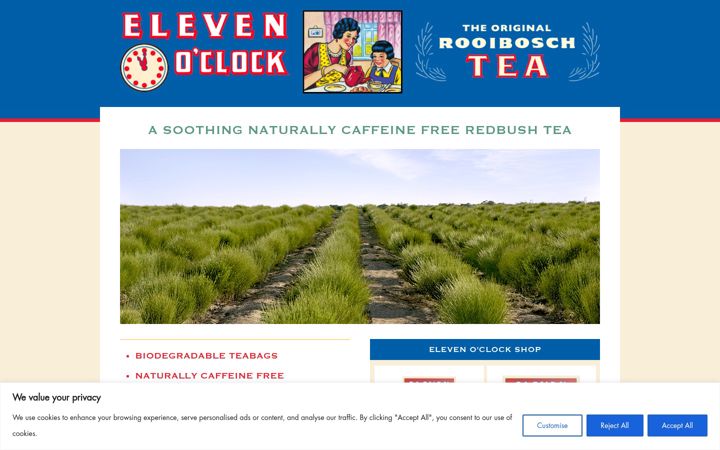 Screenshot of elevenoclocktea.com