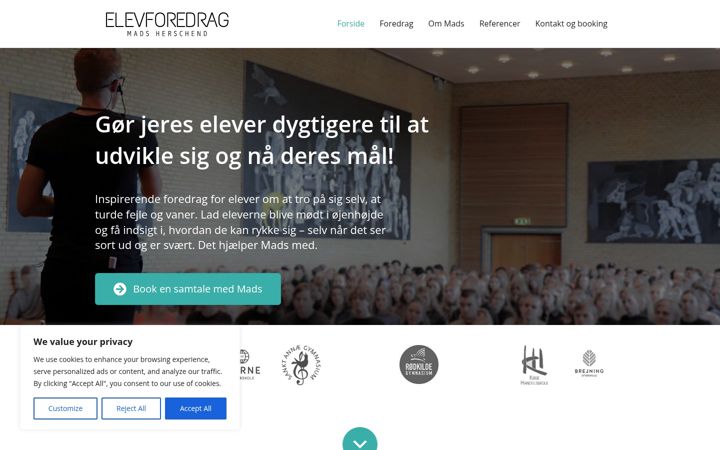 Skjámynd af elevforedrag.dk