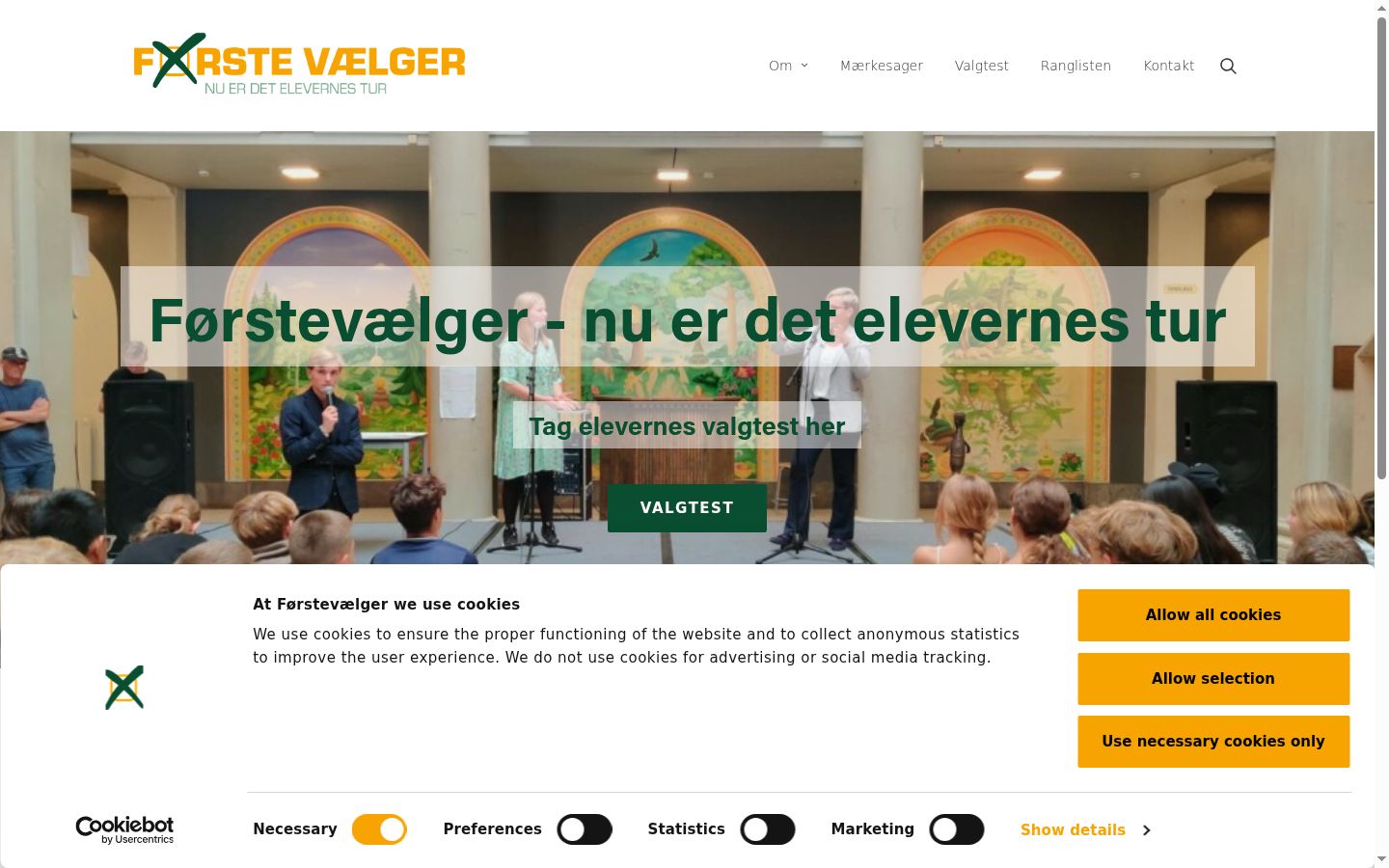 Screenshot des Einwilligungsbanners vor jeglicher Interaktion