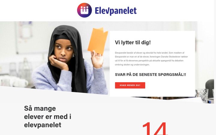 Skjámynd af elevpanelet.dk