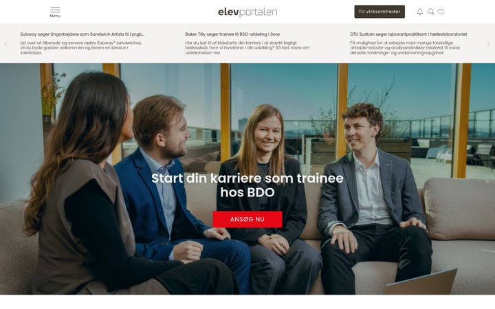 Snímek obrazovky elevportalen.dk