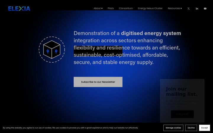 Screenshot van elexia-project.eu