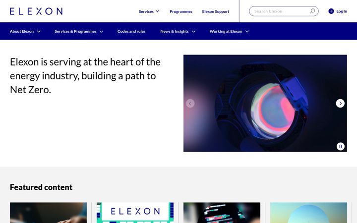 Screenshot of elexon.co.uk