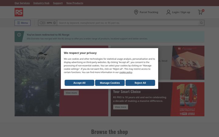 Screenshot of elfadistrelec.no