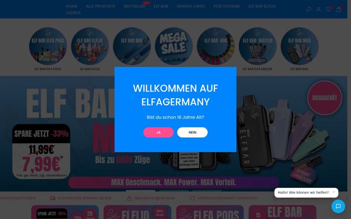Captură de ecran a elfagermany.de