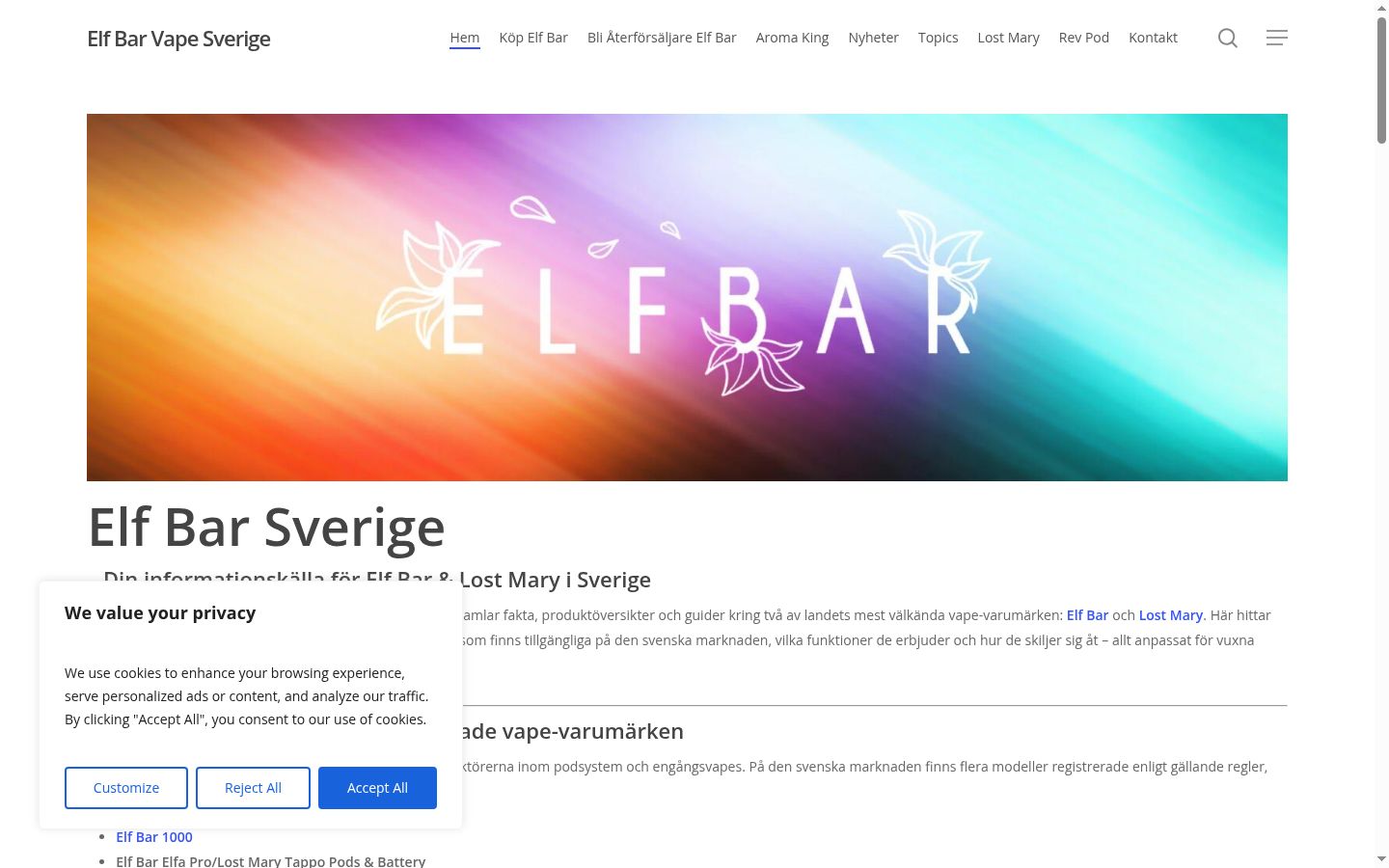 Screenshot of the consent banner shown before any interaction
