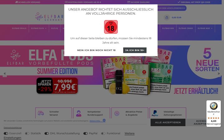 Screenshot of elfbargermany.de
