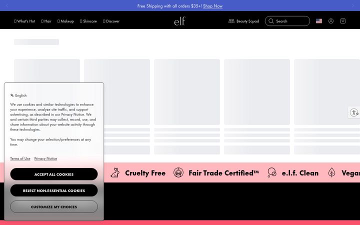 Screenshot van elfcosmetics.com