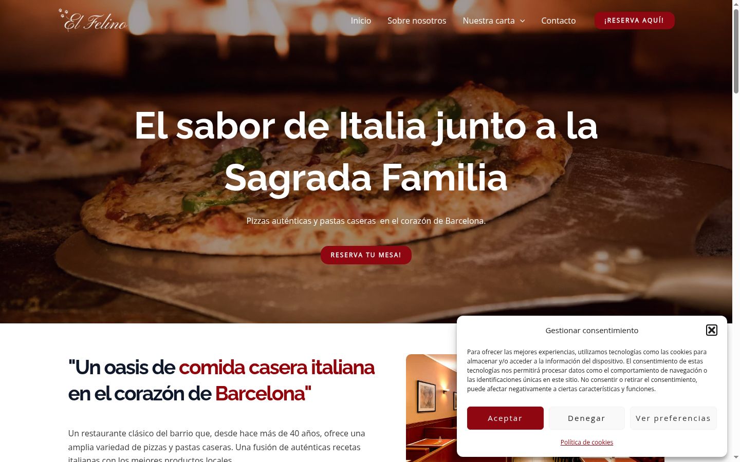 Screenshot del banner di consenso mostrato prima di qualsiasi interazione