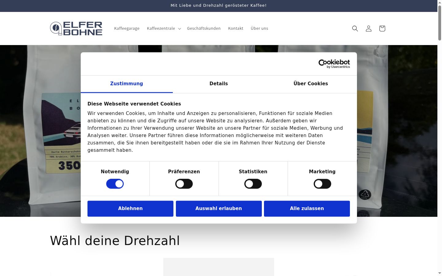 Snímek obrazovky baneru souhlasu zobrazeného před jakoukoli interakcí