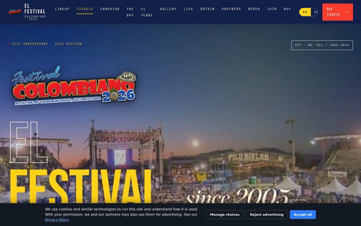 Screenshot of elfestivalcolombiano.com