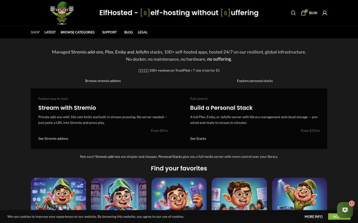 Posnetek zaslona elfhosted.com