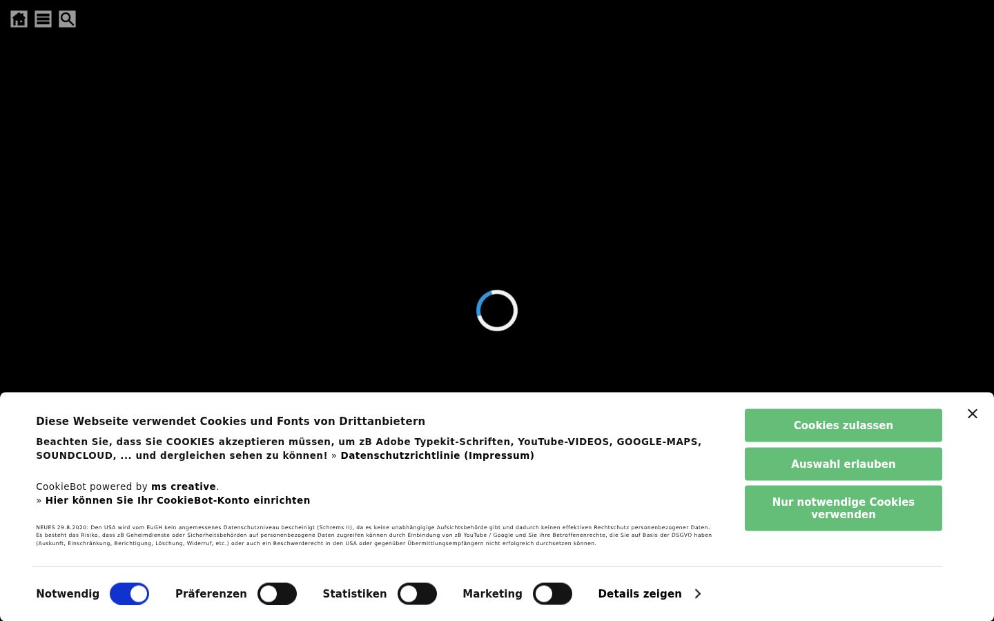 Screenshot des Einwilligungsbanners vor jeglicher Interaktion