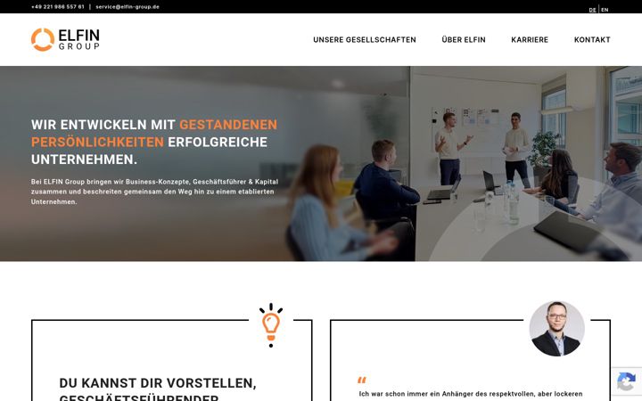 Skärmbild av elfin-group.de