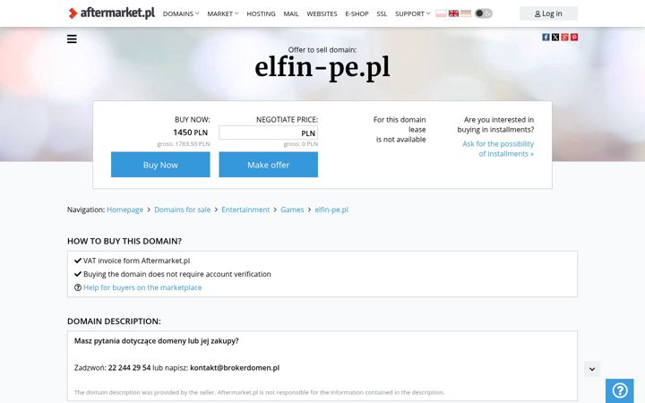 Snímek obrazovky elfin-pe.pl