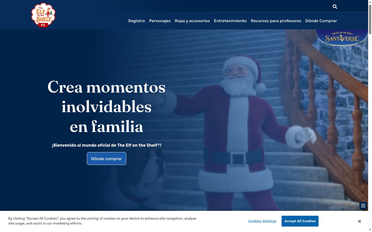Captura de ecrã do banner de consentimento apresentado antes de qualquer interação