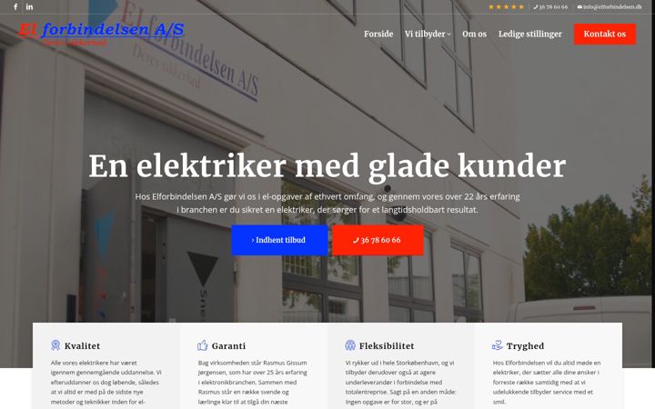 Snímek obrazovky elforbindelsen.dk