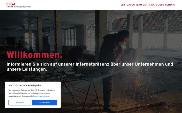 Skärmbild av elga-gmbh.de