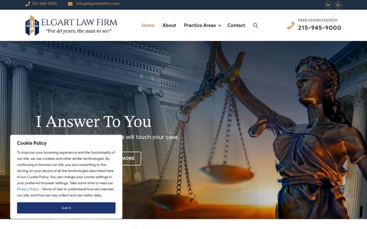 Screenshot of elgartlawfirm.com