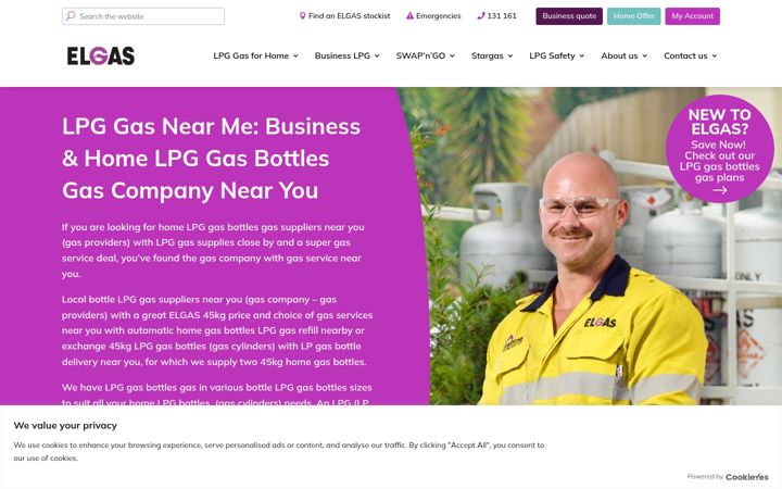 Screenshot ta' elgas.com.au