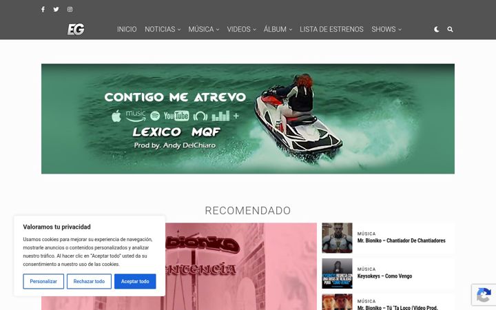 Screenshot of elgeneroofficial.com