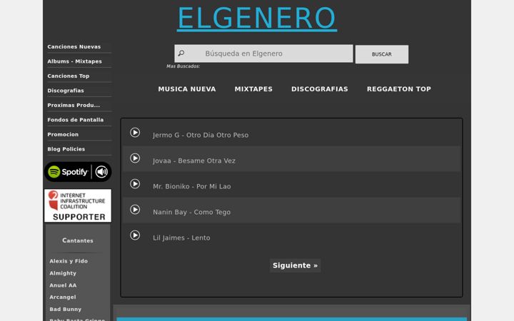 Screenshot of elgeneroplus.com