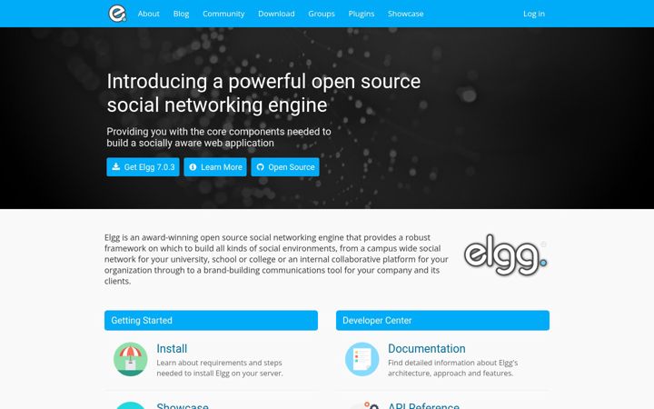 Screenshot of elgg.org