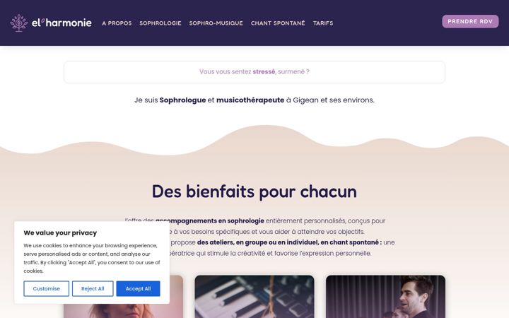 Ekrano kopija elharmonie-sophrologie.fr
