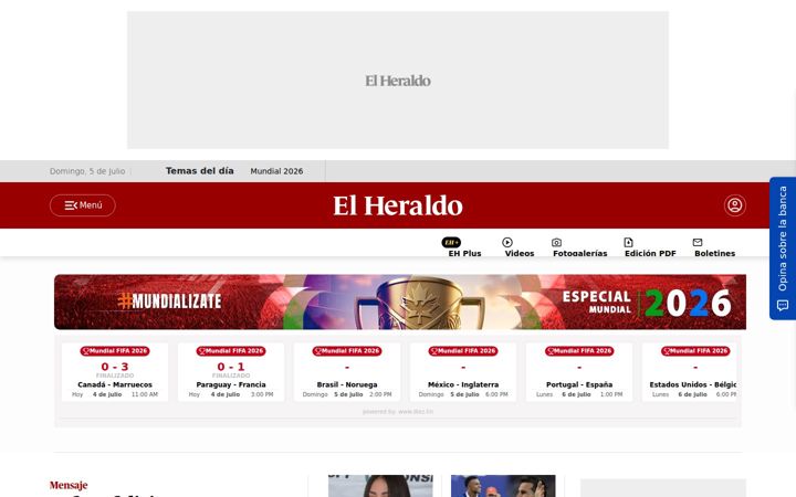 Screenshot of elheraldo.hn
