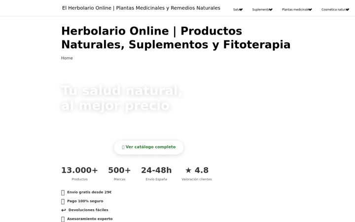 Kuvakaappaus sivustosta elherbolarioonline.es