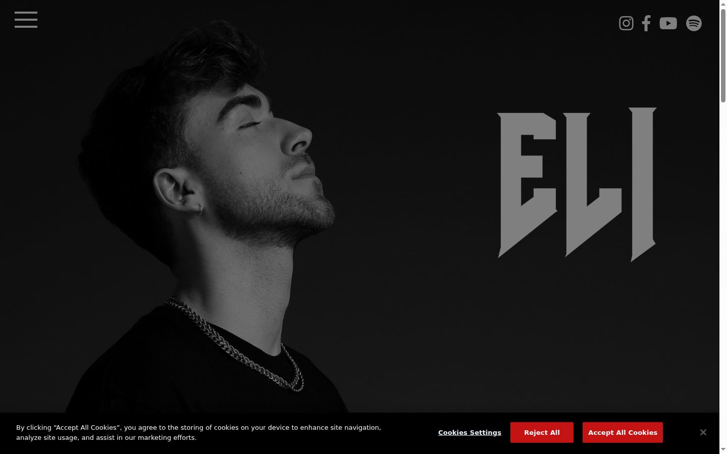 Captura de ecrã do banner de consentimento apresentado antes de qualquer interação