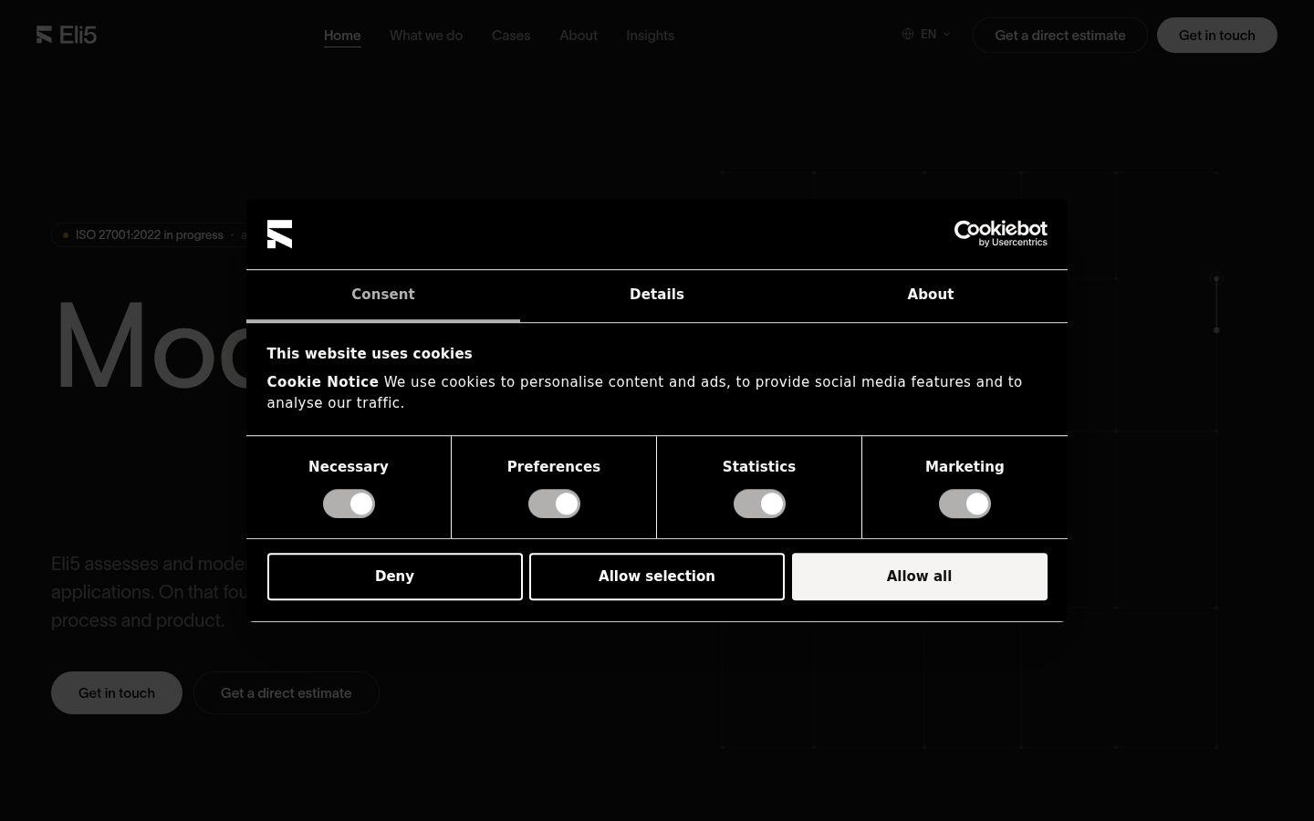 Screenshot of the consent banner shown before any interaction