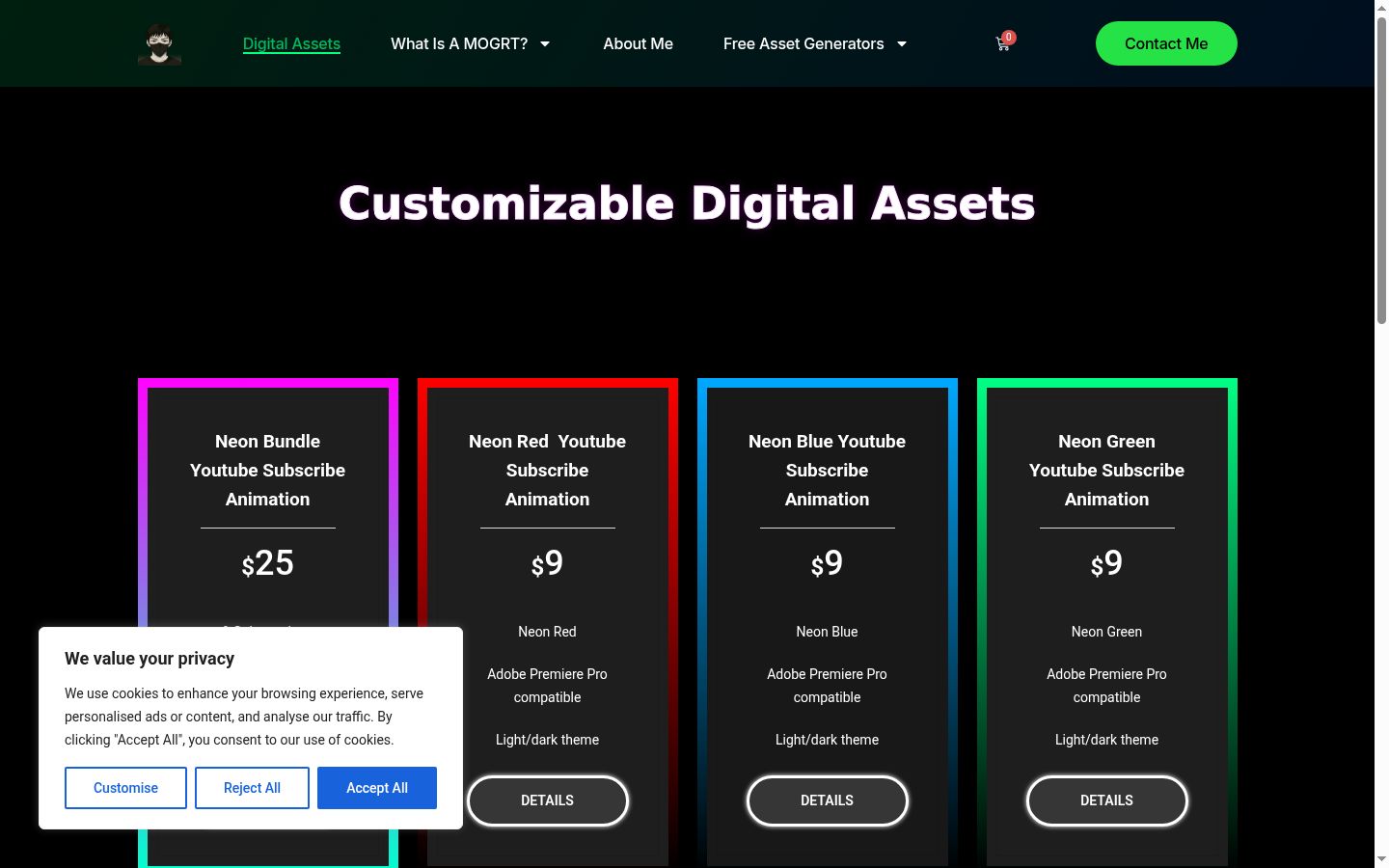 Screenshot of the consent banner shown before any interaction