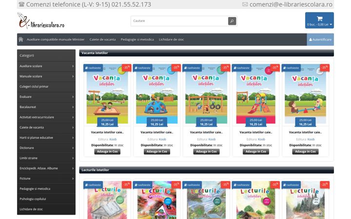 Екранна снимка на elibrariescolara.ro