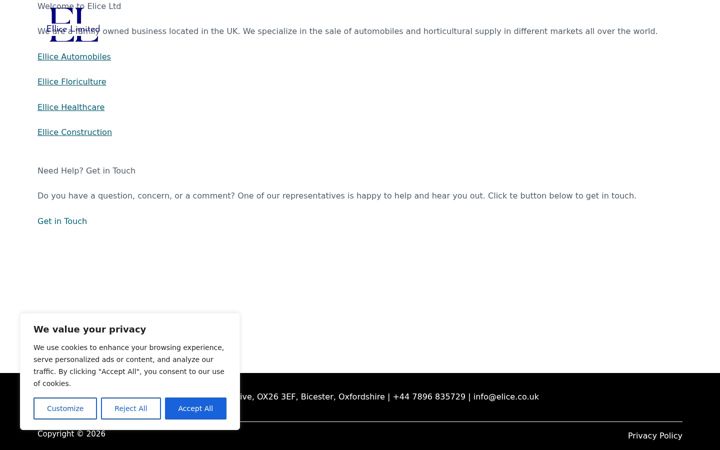 Snímek obrazovky elice.co.uk