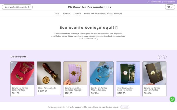 Екранна снимка на eliconvites.com.br