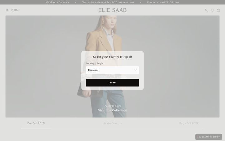 Kuvakaappaus sivustosta eliesaab.com