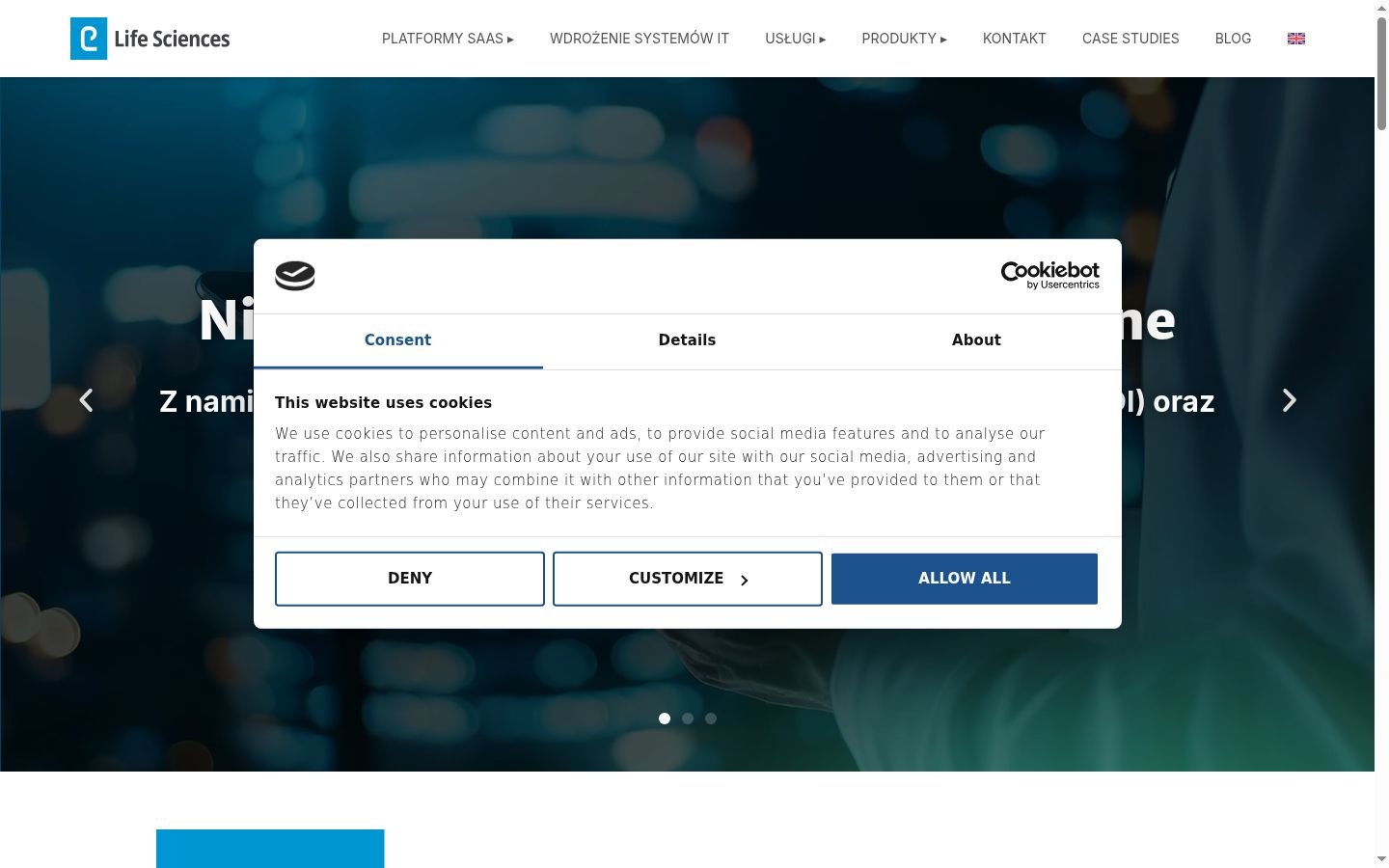 Screenshot of the consent banner shown before any interaction