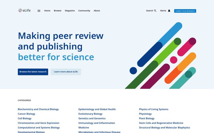 Skjámynd af elifesciences.org
