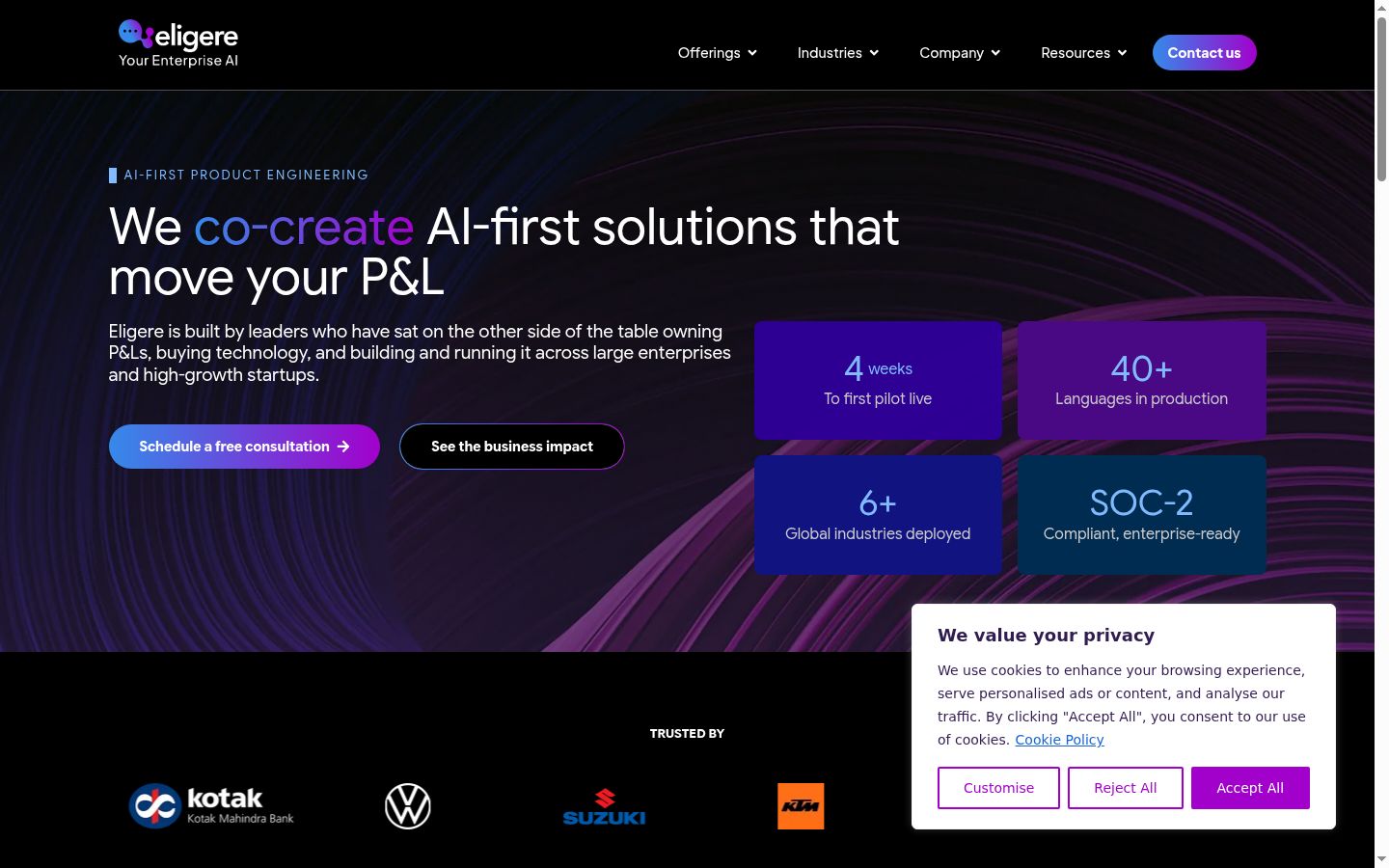 Skjermbilde av samtykkebanneret slik det vises før noen interaksjon