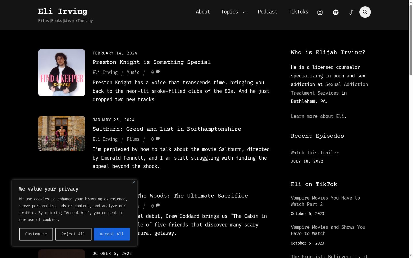 Screenshot of the consent banner shown before any interaction