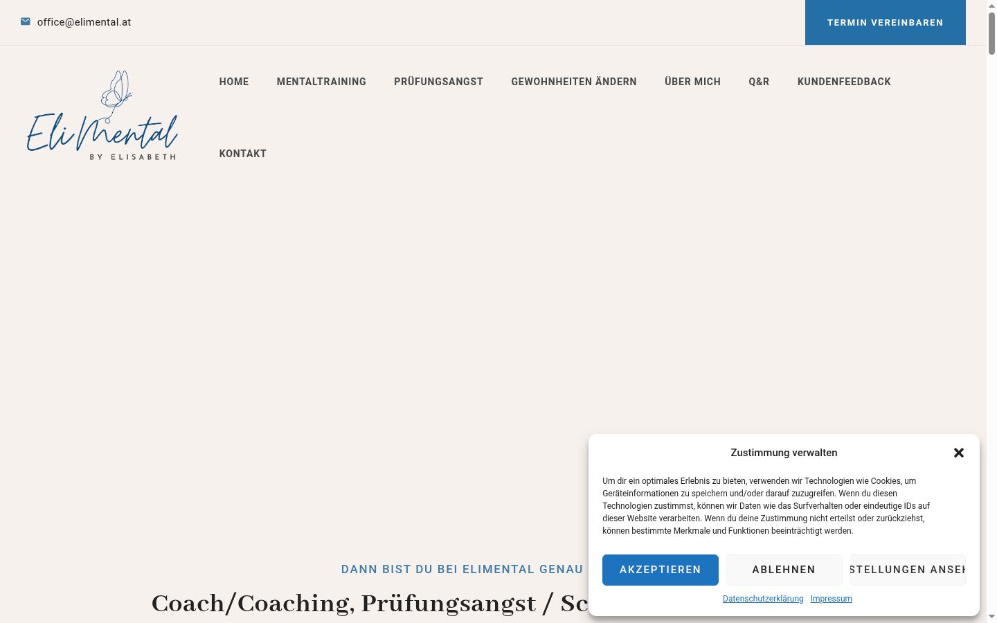Screenshot des Einwilligungsbanners vor jeglicher Interaktion